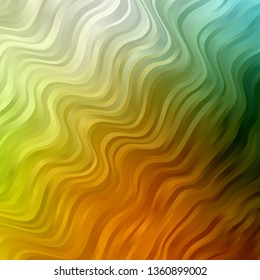 Light Green, Yellow vector pattern with curved lines. Bright illustration with gradient circular arcs. Pattern for booklets, leaflets.