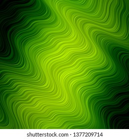 Light Green, Yellow vector pattern with lines. Bright illustration with gradient circular arcs. Template for cellphones.