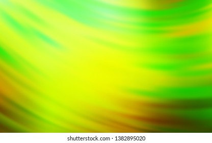 Light Green, Yellow vector pattern with wry lines. A shining illustration, which consists of curved lines. Template for cell phone screens.