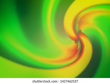 Light Green, Yellow vector pattern with curved circles. Shining crooked illustration in marble style. Textured wave pattern for backgrounds.