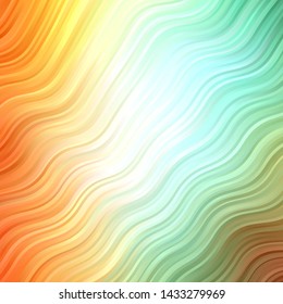 Light Green, Yellow vector pattern with curves. Colorful illustration with curved lines. Template for cellphones.