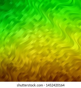 Light Green, Yellow vector pattern with wry lines. Abstract illustration with bandy gradient lines. Pattern for websites, landing pages.
