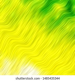 Light Green, Yellow vector pattern with curved lines. Brand new colorful illustration with bent lines. Pattern for busines booklets, leaflets