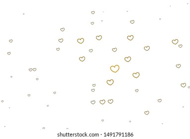 Light Green, Yellow vector pattern with colorful hearts. Decorative shining illustration with hearts on abstract template. Pattern for valentine's ad, booklets.