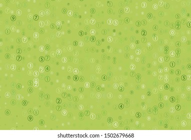 Light Green, Yellow vector pattern with Digit symbols. Blurred design in simple style with collection of numerals. Pattern for ad, booklets, leaflets of education.