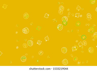 Light Green, Yellow vector pattern with fresh ingredients. Colorful decorative design of snacks in doodle style. Pattern for ad, booklets, leaflets of restaurants.