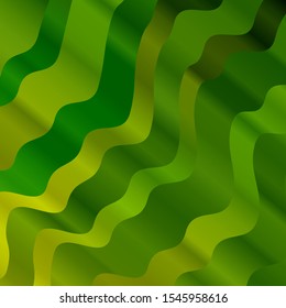 Light Green, Yellow vector pattern with wry lines. Colorful illustration with curved lines. Pattern for booklets, leaflets.