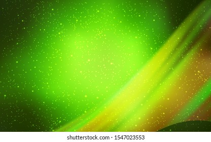 Light Green, Yellow vector pattern with night sky stars. Modern abstract illustration with Big Dipper stars. Pattern for astrology websites.