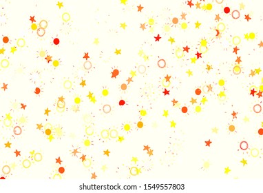 Light Green, Yellow vector pattern with simple suns, stars. Shining colored illustration with stars, suns. Template for cosmic backgrounds.