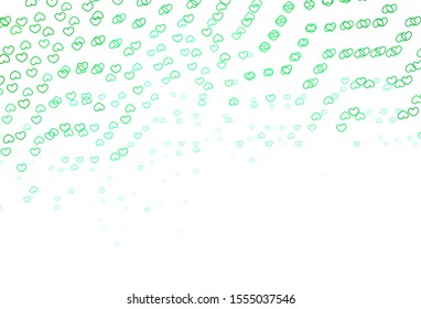 Light Green, Yellow vector pattern with colorful hearts. Illustration with hearts in love concept for valentine's day. Pattern for valentine's ad, booklets.