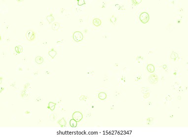Light Green, Yellow vector pattern with fresh ingredients. Colorful decorative design of snacks in doodle style. Pattern for ads of breakfast, lunch, dinner.