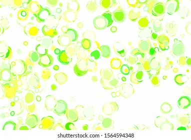 Light Green, Yellow vector pattern with spheres. Beautiful colored illustration with blurred circles in nature style. Pattern for beautiful websites.