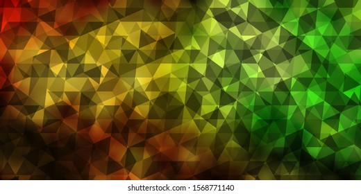 Light Green, Yellow vector pattern with polygonal style. Triangles on abstract background with colorful gradient. Template for wallpapers.