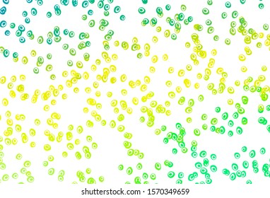 Light Green, Yellow vector pattern with spheres. Abstract illustration with colored bubbles in nature style. Pattern of water, rain drops.