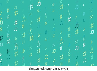 Light Green, Yellow vector pattern with music elements. Isolated colorful music keys on abstract background. Pattern for websites of musitians.