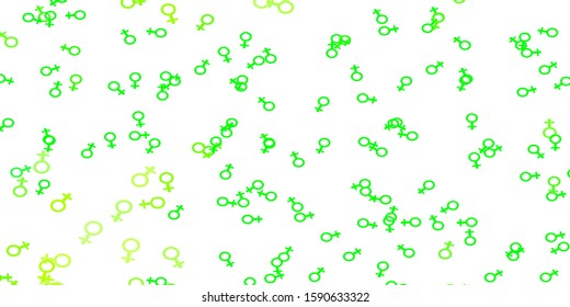 Light Green, Yellow vector pattern with feminism elements. Simple design in abstract style with women’s rights activism. Smart design for your apps.