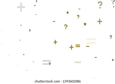 Light Green, Yellow vector pattern with Digit symbols. Illustration with Numeral symbols on abstract template. Smart design for university advert.