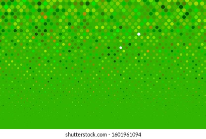 Light Green, Yellow vector pattern with colored spheres. Geometric sample of repeating circles on white background in halftone style.