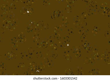 Light Green, Yellow vector pattern with Digit symbols. Colored mathematic signs with gradient on white background. Smart design for university advert.