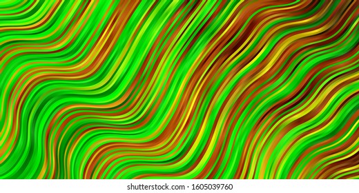 Light Green, Yellow vector pattern with lines. Colorful abstract illustration with gradient curves. Pattern for commercials, ads.