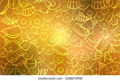 Light Green, Yellow vector pattern with delicious cookies. Glitter abstract sketch with sweets, candies, desserts. Design for ad, poster, banner of cafes or restaurants.