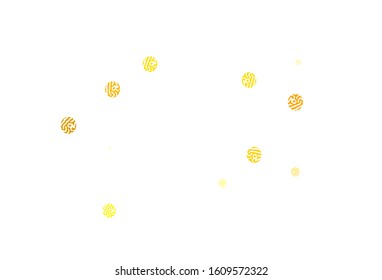 Light Green, Yellow vector pattern with spheres. Glitter abstract illustration with blurred drops of rain. New template for your brand book.