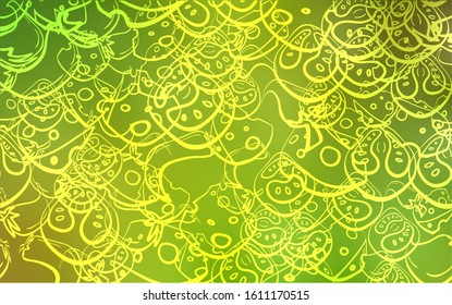 Light Green, Yellow vector pattern with fresh ingredients. Illustration with set of fresh food in doodle style. Design for ad, poster, banner of cafes or restaurants.