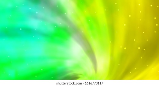 Light Green, Yellow vector pattern with abstract stars. Decorative illustration with stars on abstract template. Best design for your ad, poster, banner.