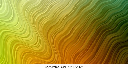 Light Green, Yellow vector pattern with wry lines. Abstract illustration with gradient bows. Smart design for your promotions.