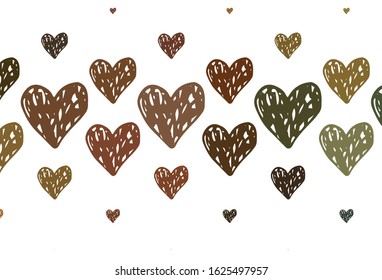 Light Green, Yellow vector pattern with colorful hearts. Illustration with shapes of gradient hearts on blur backdrop. Pattern for marriage gifts, congratulations.