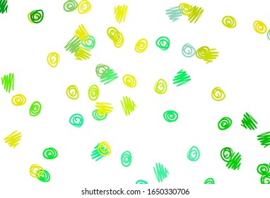 Light Green, Yellow vector pattern with spheres. Modern abstract illustration with colorful water drops. Completely new template for your brand book.