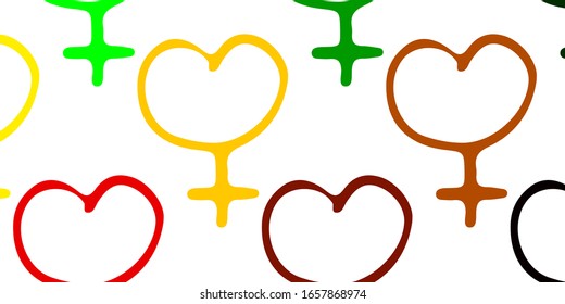 Light Green, Yellow vector pattern with feminism elements. Colorful feminism symbols with a gradient in modern style. Simple design for your web site.