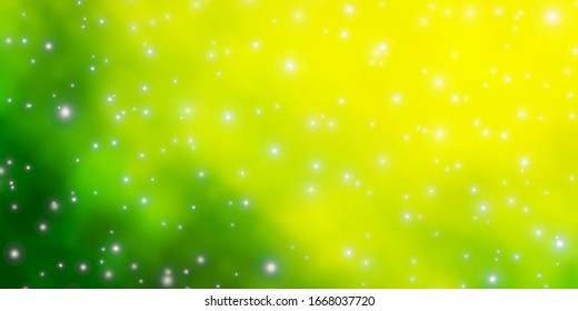 Light Green, Yellow vector pattern with abstract stars. Colorful illustration with abstract gradient stars. Design for your business promotion.