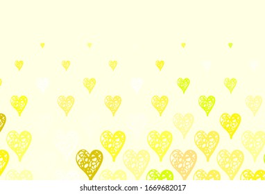 Light Green, Yellow vector pattern with colorful hearts. Smart illustration with gradient hearts in valentine style. Pattern for marriage gifts, congratulations.