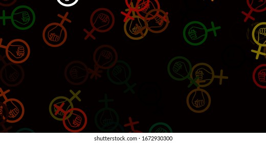 Light Green, Yellow vector pattern with feminism elements. Colorful feminism symbols with a gradient in modern style. Elegant design for wallpapers.