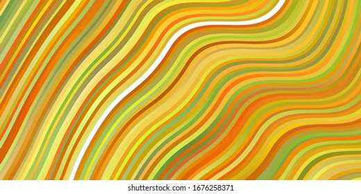 Light Green, Yellow vector pattern with curved lines. Illustration in halftone style with gradient curves. Smart design for your promotions.