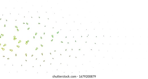 Light Green, Yellow vector pattern with feminism elements. Illustration with signs of women's strength and power. Design for International Women’s Day.