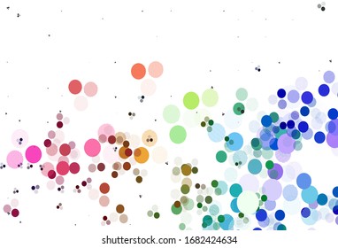 Light Green, Yellow vector pattern with spheres. Glitter abstract illustration with blurred drops of rain. New template for your brand book.