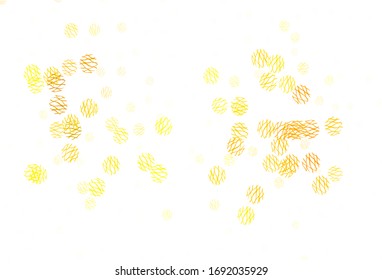 Light Green, Yellow vector pattern with spheres, lines. Illustration with set of shining colorful abstract circles, lines. Pattern for ads, leaflets.