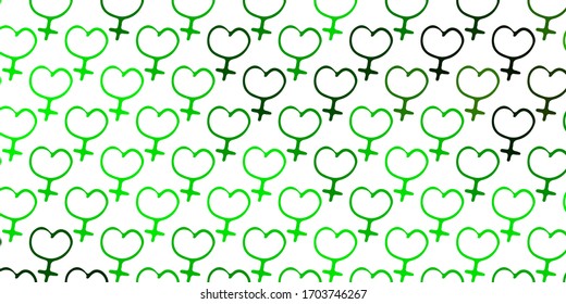 Light Green, Yellow vector pattern with feminism elements. Illustration with signs of women's strength and power. Simple design for your web site.