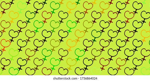 Light Green, Yellow vector pattern with feminism elements. Abstract illustration with a depiction of women's power. Background for International Women’s Day.