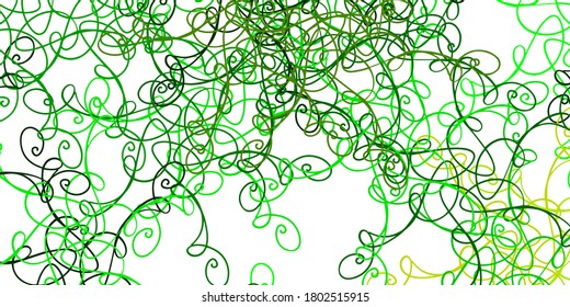 Light Green, Yellow vector pattern with wry lines. Colorful illustration in circular style with lines. Template for cellphones.