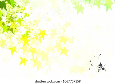 Light Green, Yellow vector pattern with christmas stars. Blurred decorative design in simple style with stars. Pattern for astrology websites.