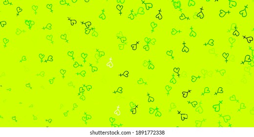 Light Green, Yellow vector pattern with feminism elements. Colorful feminism symbols with a gradient in modern style. Background for International Women’s Day.