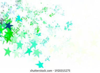 Light Green, Yellow vector pattern with christmas stars. Decorative shining illustration with stars on abstract template. Pattern for futuristic ad, booklets.