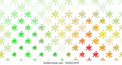 Light Green, Yellow vector pattern with coronavirus elements. Colorful abstract illustration with gradient medical shapes. Simple design against epidemic information.