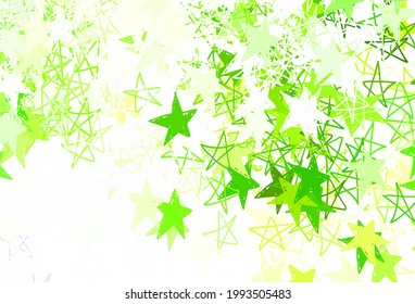 Light Green, Yellow vector pattern with christmas stars. Decorative shining illustration with stars on abstract template. Pattern for futuristic ad, booklets.