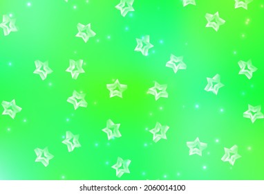Light Green, Yellow vector pattern with christmas stars. Glitter abstract illustration with colored stars. Best design for your ad, poster, banner.