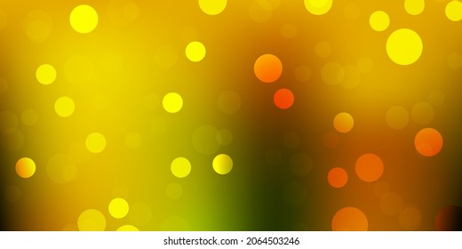Light green, yellow vector pattern with spheres. Abstract colorful disks on simple gradient background. Design for posters, banners.