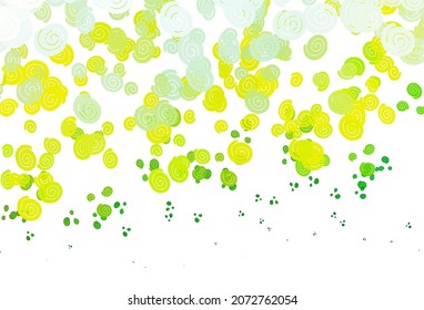 Light Green, Yellow vector pattern with liquid shapes. Blurred geometric sample with gradient bubbles.  A completely new marble design for your business.